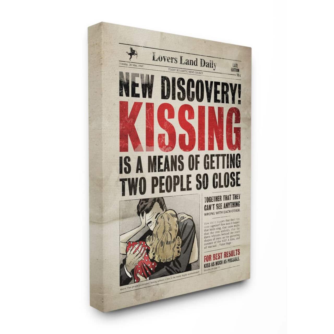 Stupell Industries Kissing Newspaper Canvas Wall Art